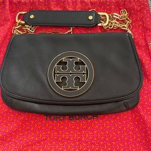Tory Burch envelope style gold & black purse